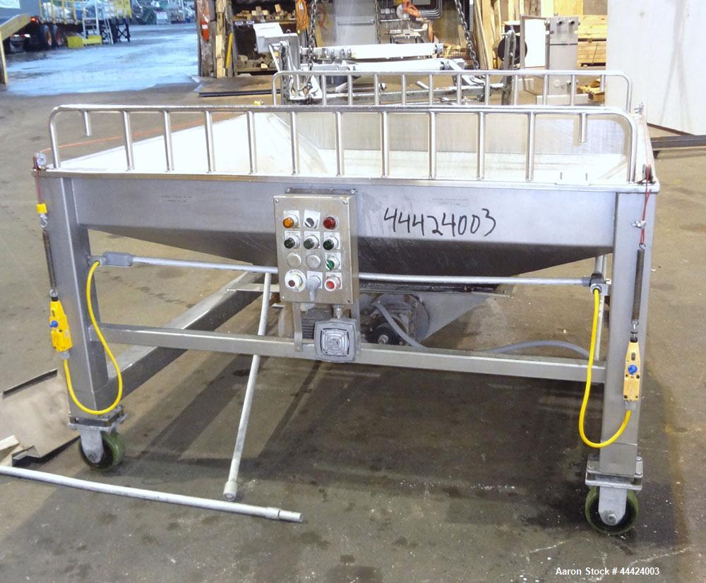 Used Peerless Spiral Flow Dough Feeder, Model SF-20CT, 304 Stainless Steel. 2000 Pound hopper capacity, approximately 66” long x 66” wide. Includes an approximately 8” diameter spiral auger, driven b...