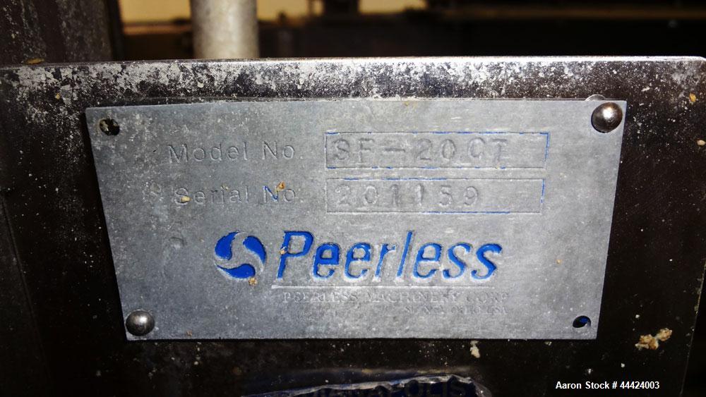Used Peerless Spiral Flow Dough Feeder, Model SF-20CT, 304 Stainless Steel. 2000 Pound hopper capacity, approximately 66” long x 66” wide. Includes an approximately 8” diameter spiral auger, driven b...