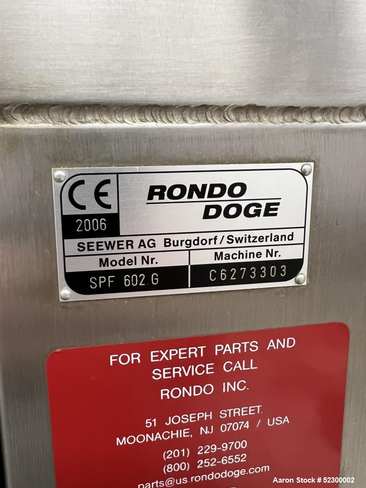 Used Rondo Doge SPF 602-H Dough Make-Up Line.