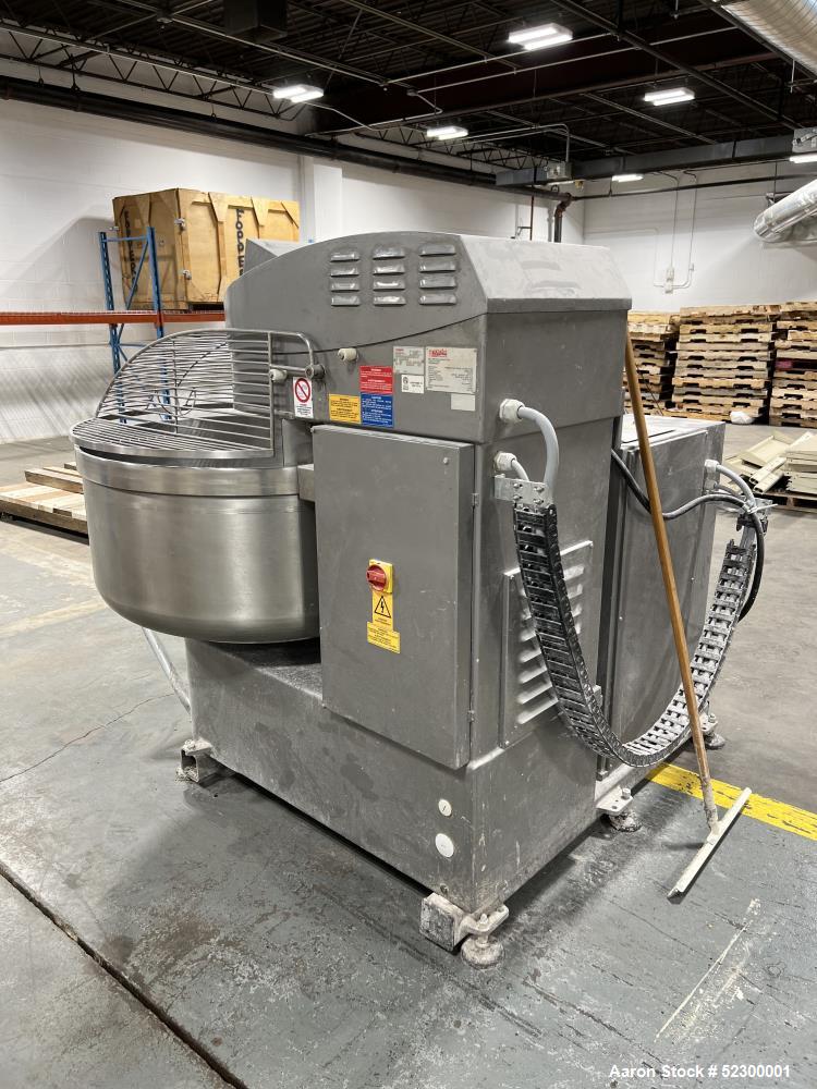 Used Sottoriva America Prisma Self Tilting Mixer, Model Prisma/2-Twist 300 AM/Lifting-Tilting, Stainless Steel. Approximate 300 kg - 112 Gallon capacity. Approximate 41.53" diameter bowl. Motor 15kW....