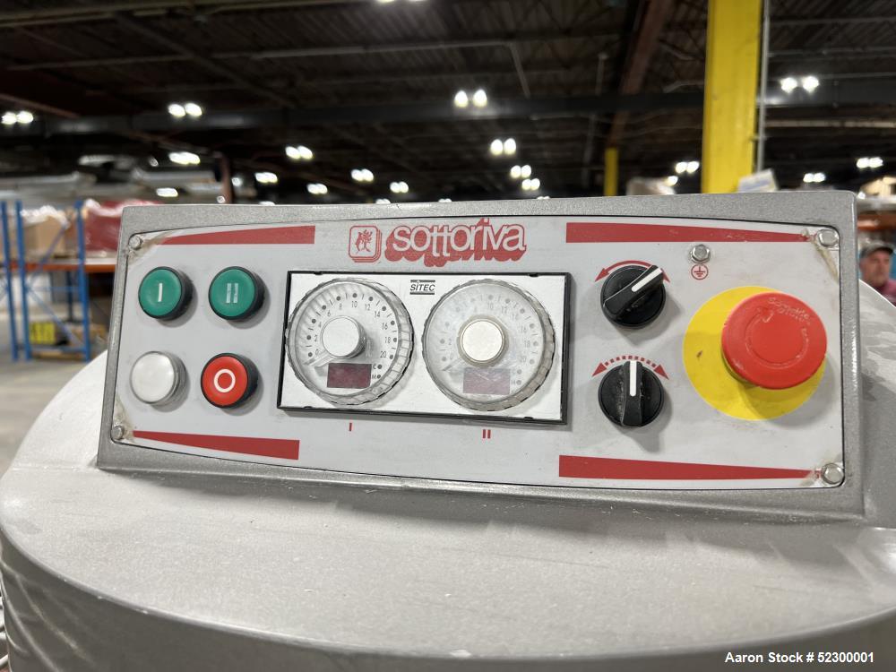 Used Sottoriva America Prisma Self Tilting Mixer, Model Prisma/2-Twist 300 AM/Lifting-Tilting, Stainless Steel. Approximate 300 kg - 112 Gallon capacity. Approximate 41.53" diameter bowl. Motor 15kW....