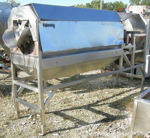 Used Vanmark Equipment Peeler/Scrubber/Washer, 304 stainless steel. (6) approximately 5" diameter x 69" long rollers, driven by a 3hp, 3/60/208-230/460 volt, 1140 rpm motor thru a Midwest change redu...