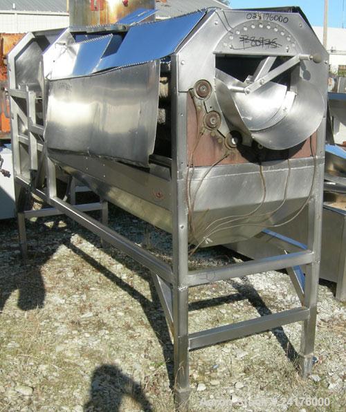 Used Vanmark Equipment Peeler/Scrubber/Washer, 304 stainless steel. (6) approximately 5" diameter x 69" long rollers, driven by a 3hp, 3/60/208-230/460 volt, 1140 rpm motor thru a Midwest change redu...