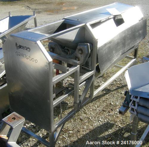 Used Vanmark Equipment Peeler/Scrubber/Washer, 304 stainless steel. (6) approximately 5" diameter x 69" long rollers, driven by a 3hp, 3/60/208-230/460 volt, 1140 rpm motor thru a Midwest change redu...