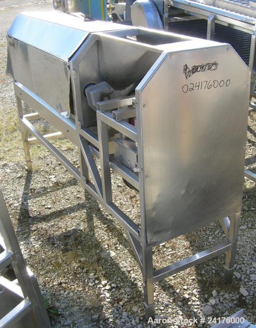 Used Vanmark Equipment Peeler/Scrubber/Washer, 304 stainless steel. (6) approximately 5" diameter x 69" long rollers, driven by a 3hp, 3/60/208-230/460 volt, 1140 rpm motor thru a Midwest change redu...