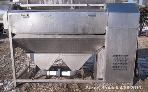 Used Vanmark Equipment Peeler/Washer, 304 Stainless Steel. (8) approximately 5" diameter x 69" long nylon brush rollers, (1) screw feed and discharge section, all driven by a 7.5 HP, 3/60/208-230/460...