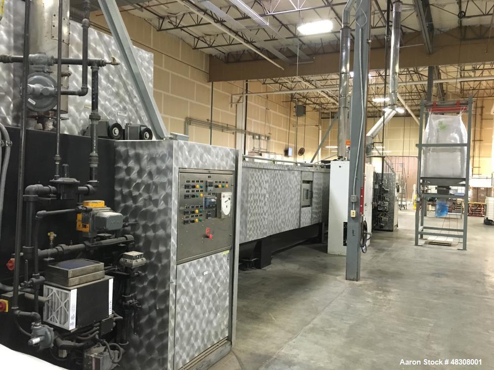 Used 2- Zone Cyclothermic Band Oven. (Believed to be Werner Lahara or APV) Baking chamber divided into two zones with independent temperature adjustment. The oven is 39.5” wide x 50.5” tall x 60’ lon...
