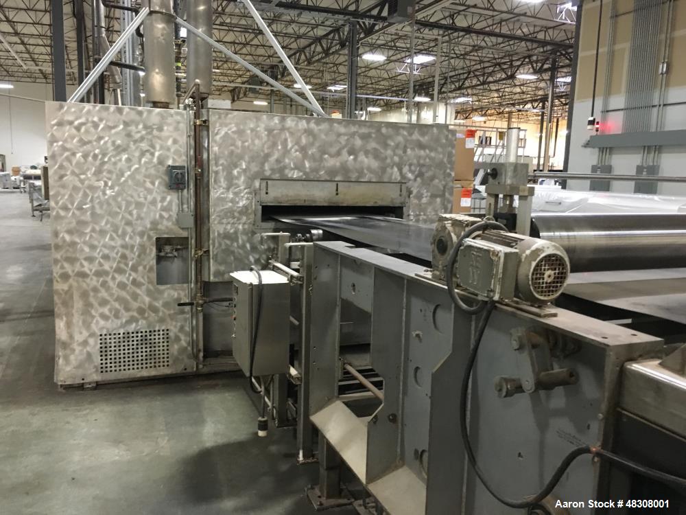Used 2- Zone Cyclothermic Band Oven. (Believed to be Werner Lahara or APV) Baking chamber divided into two zones with independent temperature adjustment. The oven is 39.5” wide x 50.5” tall x 60’ lon...