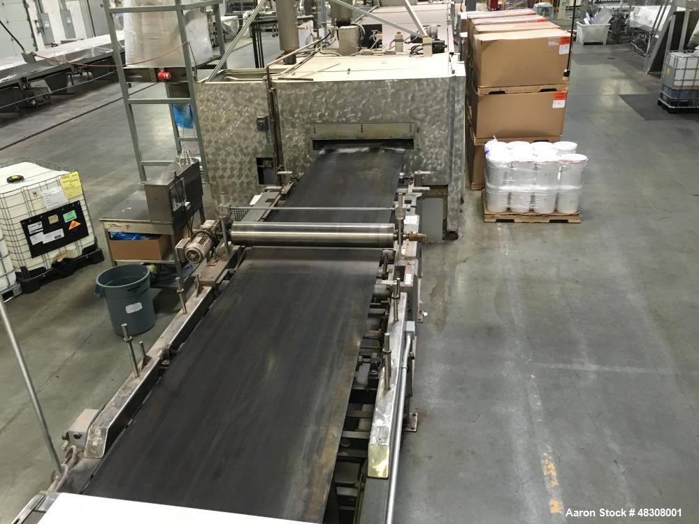 Used 2- Zone Cyclothermic Band Oven. (Believed to be Werner Lahara or APV) Baking chamber divided into two zones with independent temperature adjustment. The oven is 39.5” wide x 50.5” tall x 60’ lon...