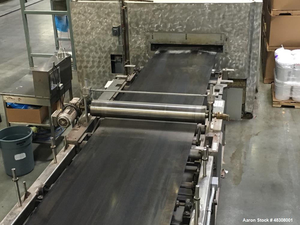 Used 2- Zone Cyclothermic Band Oven. (Believed to be Werner Lahara or APV) Baking chamber divided into two zones with independent temperature adjustment. The oven is 39.5” wide x 50.5” tall x 60’ lon...