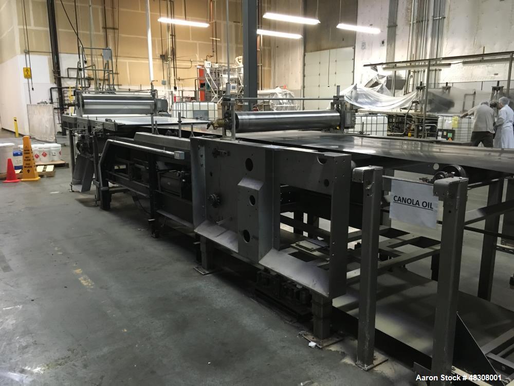 Used 2- Zone Cyclothermic Band Oven. (Believed to be Werner Lahara or APV) Baking chamber divided into two zones with independent temperature adjustment. The oven is 39.5” wide x 50.5” tall x 60’ lon...