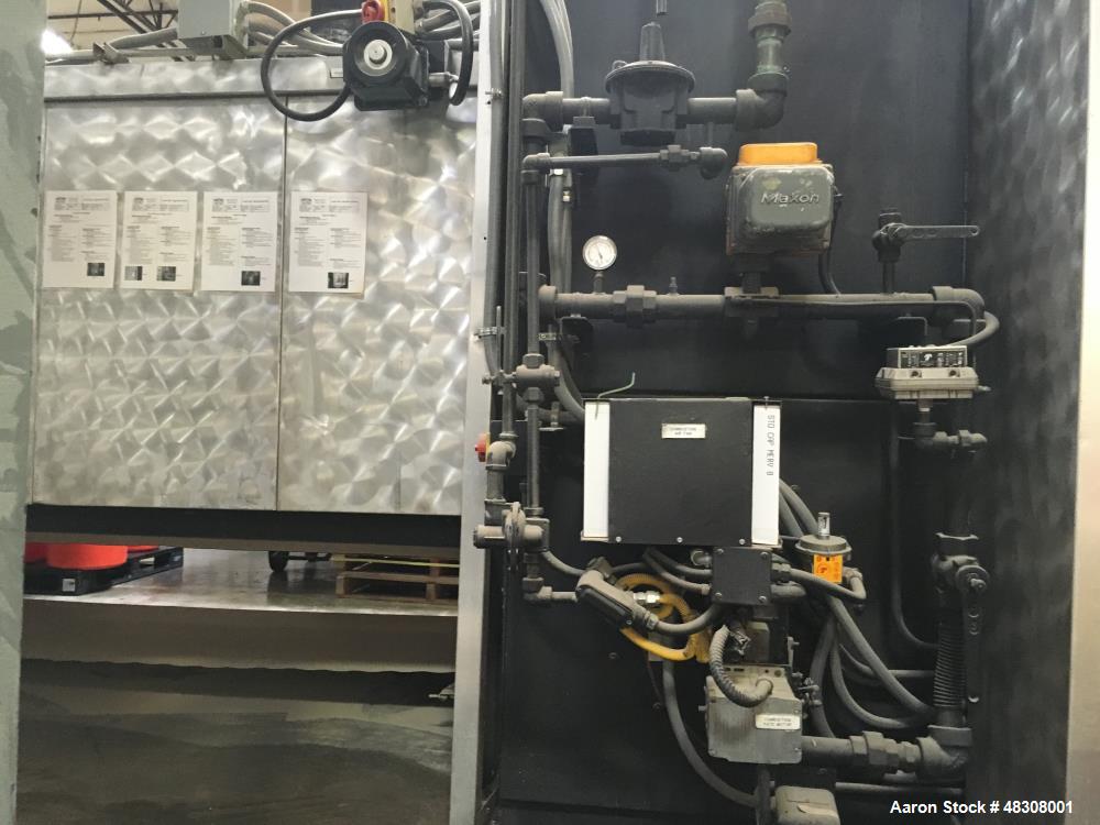 Used 2- Zone Cyclothermic Band Oven. (Believed to be Werner Lahara or APV) Baking chamber divided into two zones with independent temperature adjustment. The oven is 39.5” wide x 50.5” tall x 60’ lon...