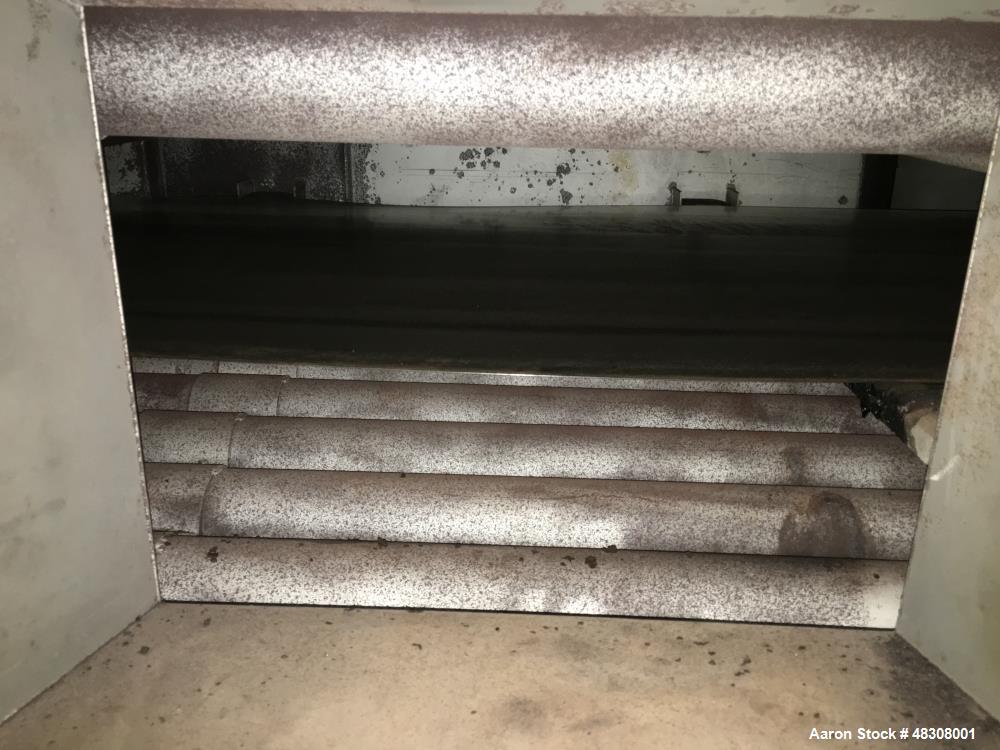 Used 2- Zone Cyclothermic Band Oven. (Believed to be Werner Lahara or APV) Baking chamber divided into two zones with independent temperature adjustment. The oven is 39.5” wide x 50.5” tall x 60’ lon...