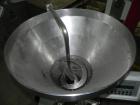Used Vemag Reiser Continuious Vacuum Filler, Model Robot 500, Type 128/90. Filling rate up to 2,500 kg/hr depending on feed element, portion weight 5-30,000 g, can be set in increments of .01 or 1 g,...