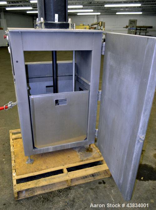 Used American Process Pneumatic Bag Compactor, Model PBC-50, 321 Stainless Steel. Approximate holding capacity 50-100 bags. 2.5 Tons of compact force, requires 60-80 psi air consumption. Bag feed ope...