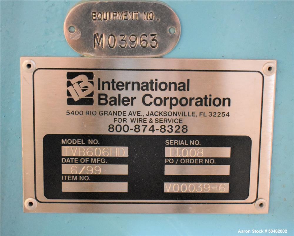 Used- Baler International Corp Industrial Baler, Model IVB606HD