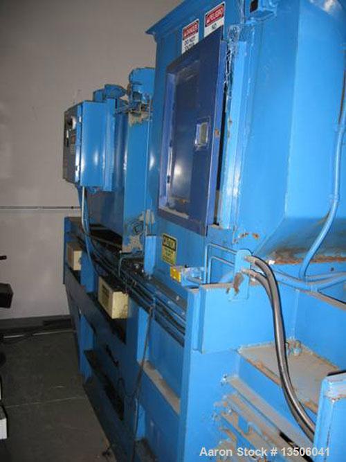 Used-C & M Baling Systems Baler, Model 3430-6037.  Has 34" x 30" hopper opening, 60" long baling chamber, 7" cylinder.  Spee...