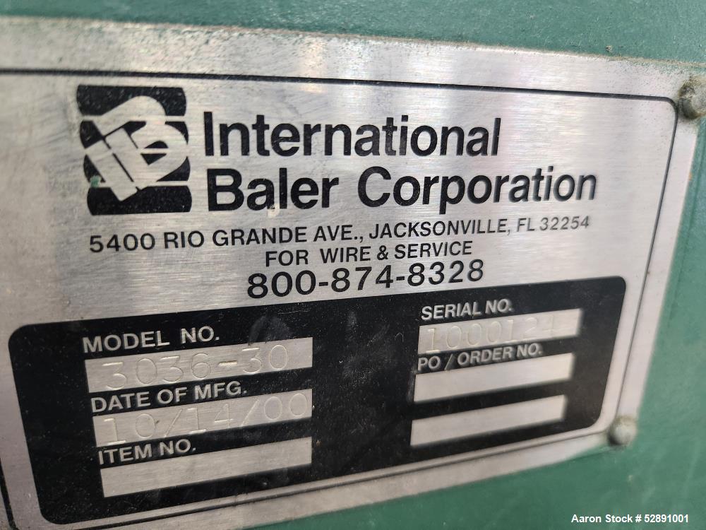 Used- International Baler Corp. Model 30x36-30 Baler