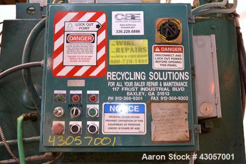 Used Marathon Equipment Closed End Horizontal Side Ejector Baler, Model SE-503042-830, Carbon Steel. Feed chamber 50’’ long x 30’’ wide with hopper. Bale weight up to 1500 pounds. Cycle time 20 secon...