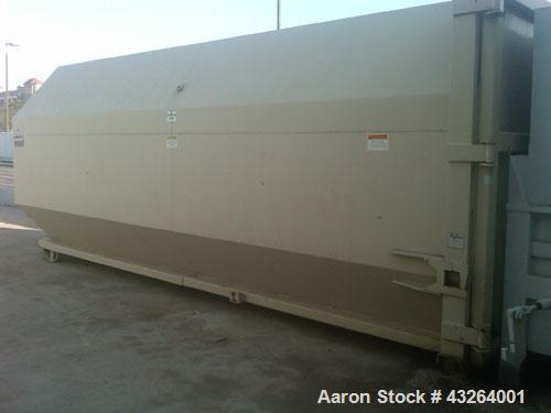 Used Marathon Compactor, Model TC-2.  Dual cylinder stationary compactor, rear feed hopper, remote button station, 2 cubic yard chamber, 10 hp, Marathon 40 yard hook lift.