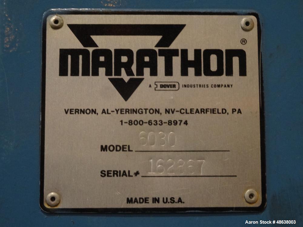 Used Marathon Vertical Baler, Model 6030, Carbon Steel.