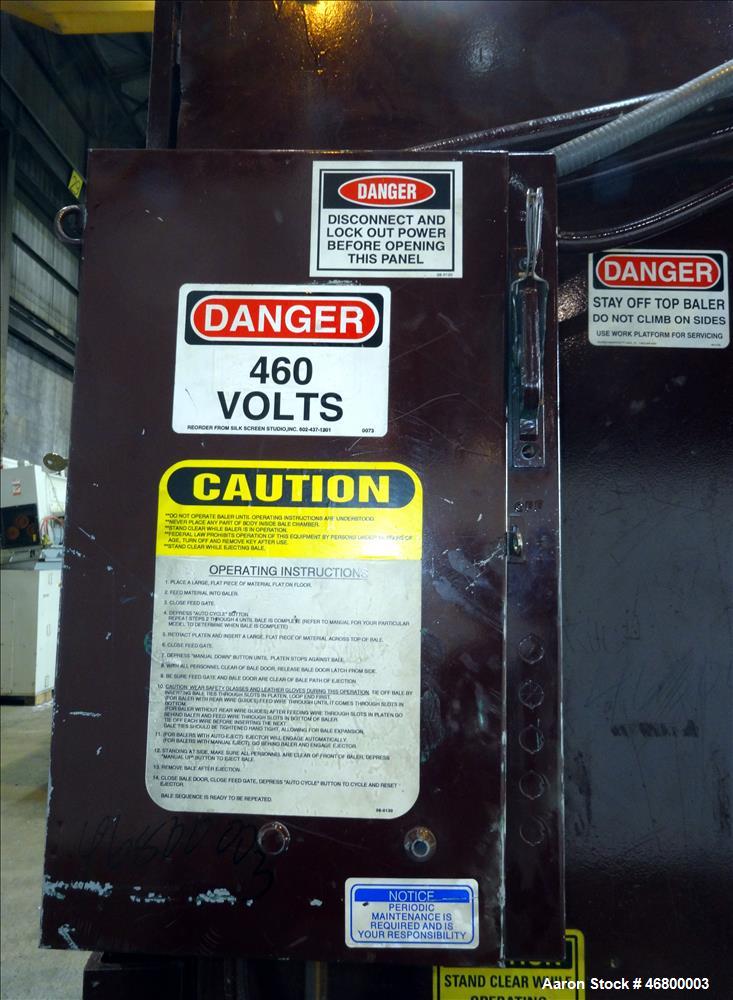 Used Marathon Vertical Baler, Model V-6030 HD, Carbon Steel.