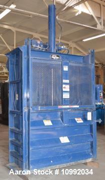 Used Marathon Model V603002 Vertical Baler. 6" diameter cylinder, 3.5" cylinder rod, 48" cylinder stroke. 50 cubic foot bale volume. 6 bale ties, 56,500 pounds platen force, 34 PSI platen pressure. 2...