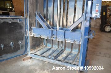 Used Marathon Model V603002 Vertical Baler. 6" diameter cylinder, 3.5" cylinder rod, 48" cylinder stroke. 50 cubic foot bale volume. 6 bale ties, 56,500 pounds platen force, 34 PSI platen pressure. 2...