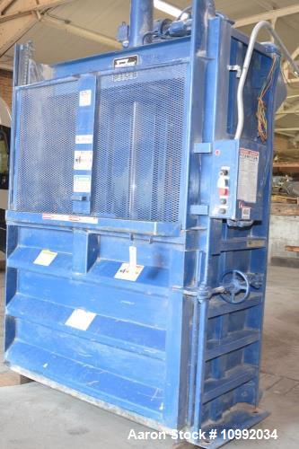 Used Marathon Model V603002 Vertical Baler. 6" diameter cylinder, 3.5" cylinder rod, 48" cylinder stroke. 50 cubic foot bale volume. 6 bale ties, 56,500 pounds platen force, 34 PSI platen pressure. 2...