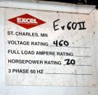 Used Excel Manufacturing Horizontal Baler, Model EX60II, Carbon Steel. Approximate bale size 30