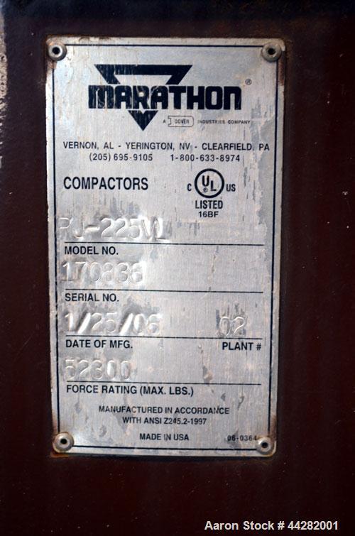 Used Carbon Steel Marathon Equipment RamJet Stationary Compactor, Model RJ-225VL