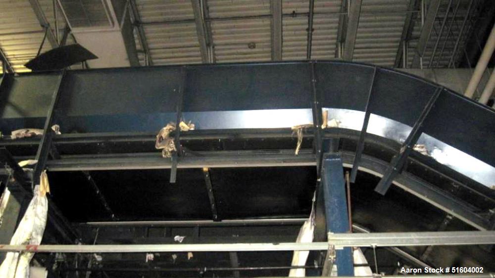 Used 60" X 56' Incline Feed Conveyor. Approximate 60" Wide rubber belt, chain driven. Approximate 56' linear length. Ships in approximate (3) 30' sections. Previously used to feed paper for high capa...