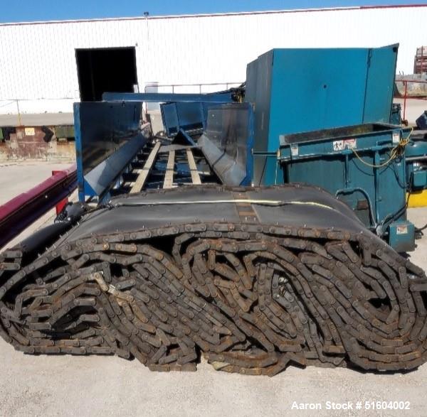 Used- 60" X 56' Incline Feed Conveyor. Approximate 60" Wide rubber belt, chain driven. Approximate 56' linear length. Ships ...