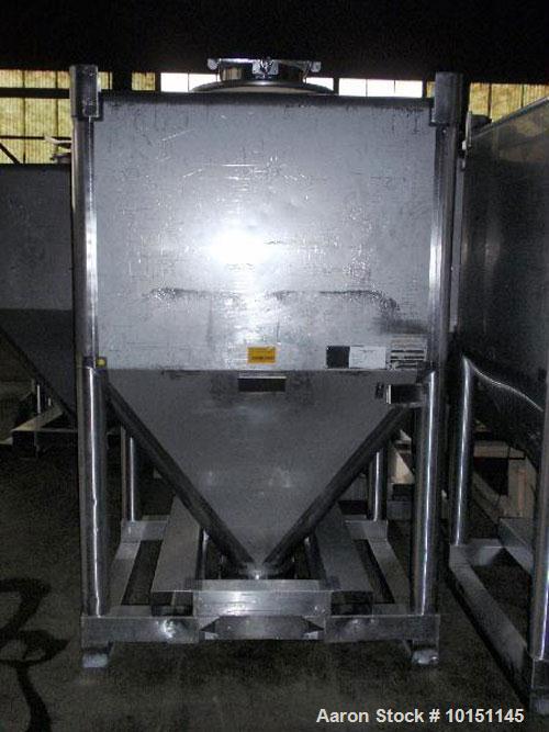 Used-Approximately 2000 Liter (65 cubic foot), 316 Stainless Steel, Stackable Tote Bin.51.5" x 44.5" x 37" straight side wit...