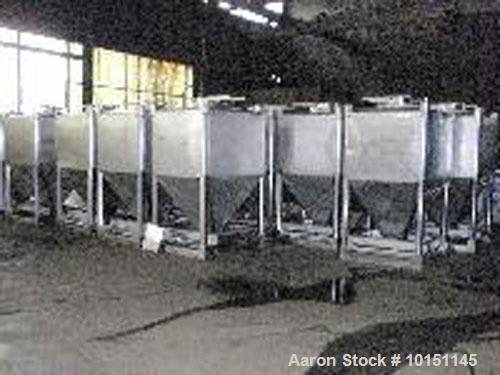 Used-Approximately 2000 Liter (65 cubic foot), 316 Stainless Steel, Stackable Tote Bin.51.5" x 44.5" x 37" straight side wit...