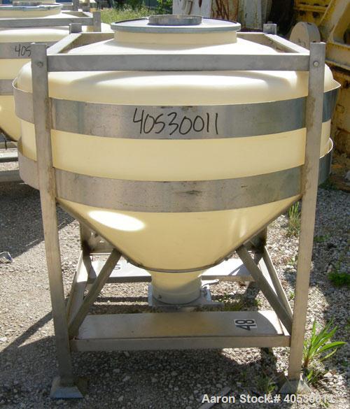 Used Plastic tote bin, approximately 18 cubic fe