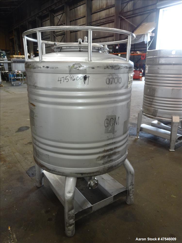 Used- Eurocont Tote Bin, 800 Liter, 28 Cubic Feet, 304 Stainless Steel, Vertical