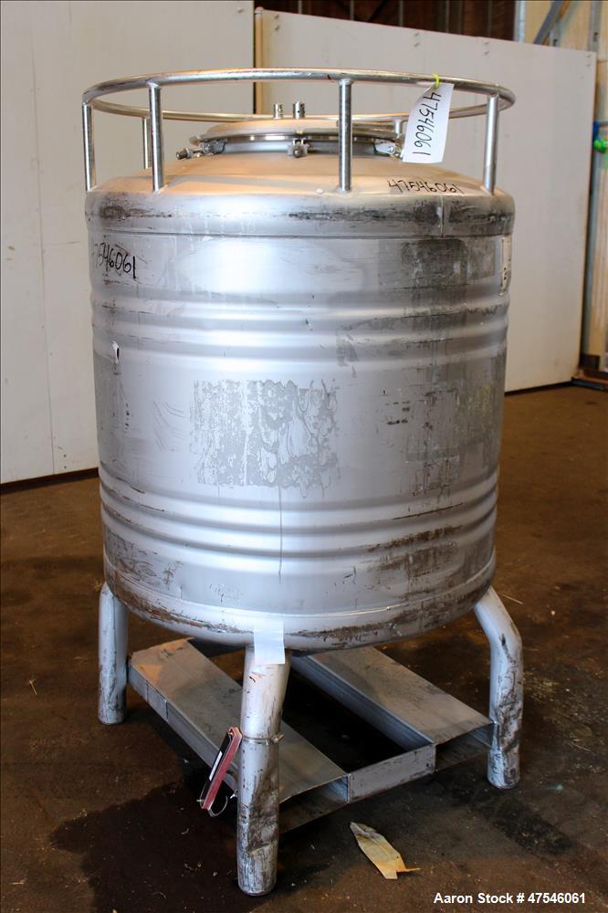Used- Automationstechnik Tote Bin, 800 Liter, 28 Cubic Feet, 304 Stainless Steel, Vertical. Approximate 40" diameter x 30" s...