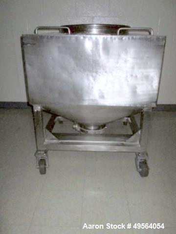 Used- Portable Product Stainless Steel Transfer Tote, Approximate 35 Cubic Foot.