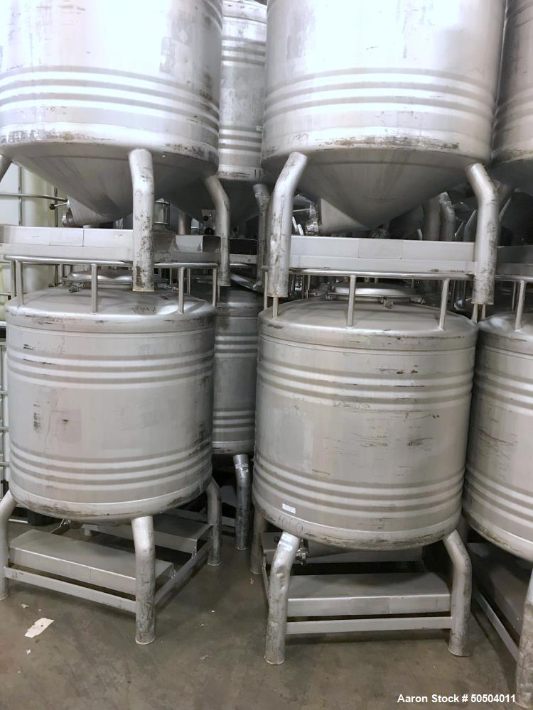 Used Stainless Steel Liquid Tote Bin, 211 Gallon Capacity