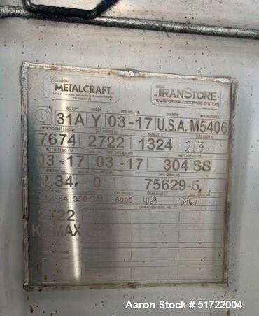 Used- Metal Craft  TranStore Tote Bin, 304 Stainless steel, 213.