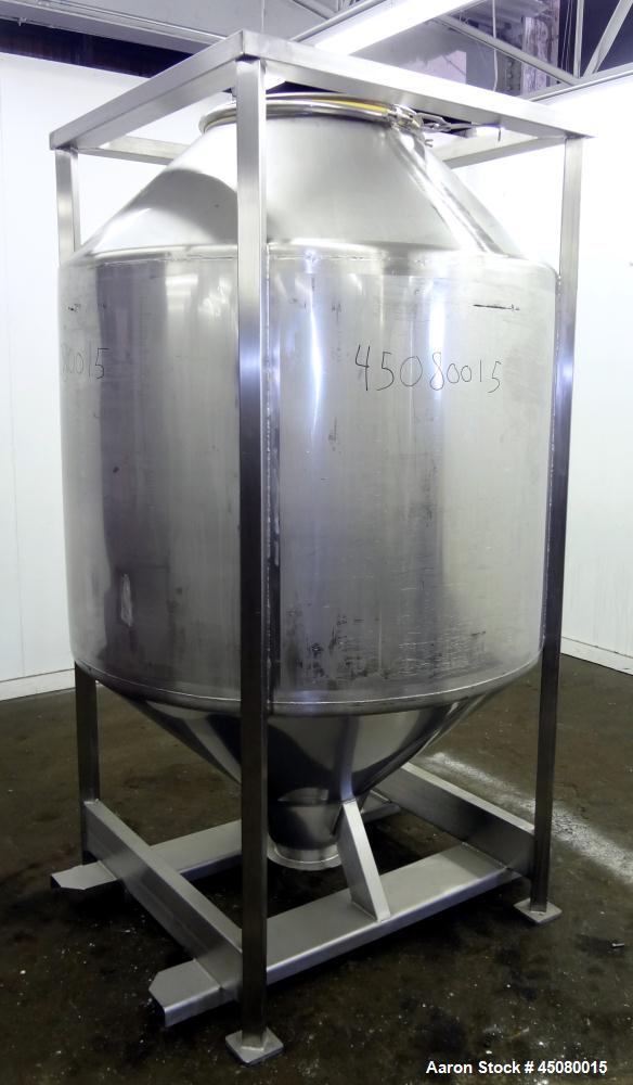 Used- Stainless Steel All-Weld Cone-In-Cone Tote Bin