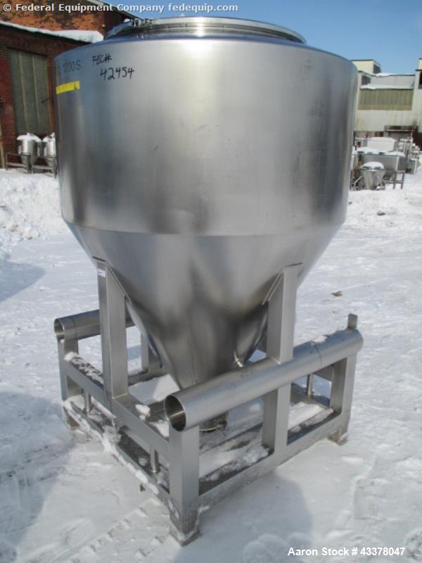 Used- LB Bohle Bin, 1200 Liter (42 Cubic Feet), Model MCL1200S. Stainless steel construction. Approximately 60" diameter x 2...