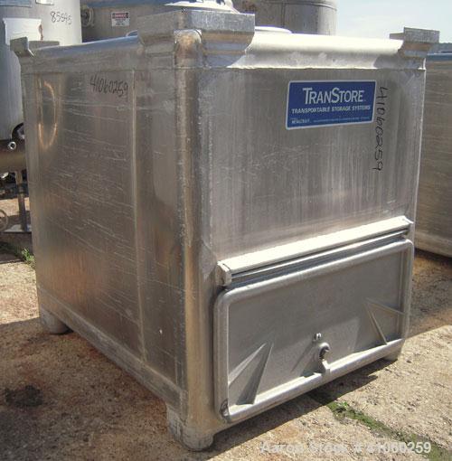 Used Custom Metal Craft Powder Stackable Tote Bin, Approximately 50 Cubic Feet, Aluminum. 48" Wide x 42" long x approximately 43" deep. 22" Diameter top opening with cover, 33" x 14" hinged side bott...