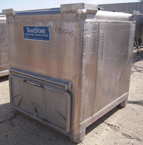 Used Custom Metal Craft Powder Stackable Tote Bin, Approximately 50 Cubic Feet, Aluminum. 48" Wide x 42" long x approximately 43" deep. 22" Diameter top opening with cover, 33" x 14" hinged side bott...