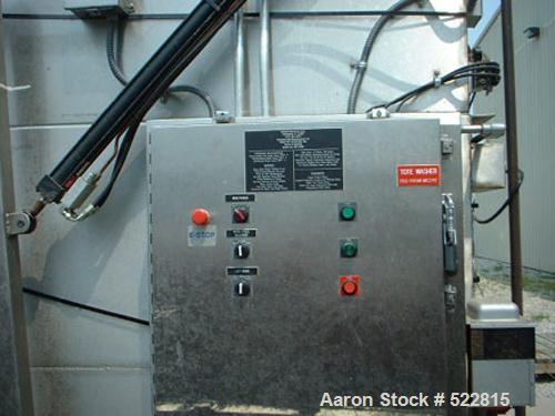 USED: Tote bin washer manufactured by Douglas Machine, model VBT-1000.Recirculated pre wash temp 130 deg F, recirculated wash temp 150 deg Fsanitizing rinse temp 180 deg F. Open dimensions 80" wide x...