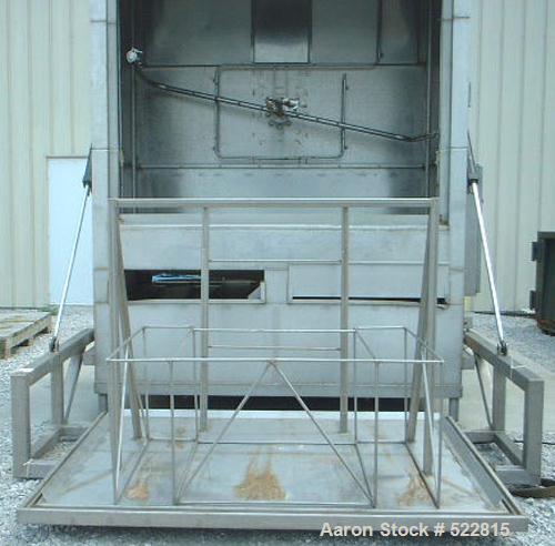 USED: Tote bin washer manufactured by Douglas Machine, model VBT-1000.Recirculated pre wash temp 130 deg F, recirculated wash temp 150 deg Fsanitizing rinse temp 180 deg F. Open dimensions 80" wide x...