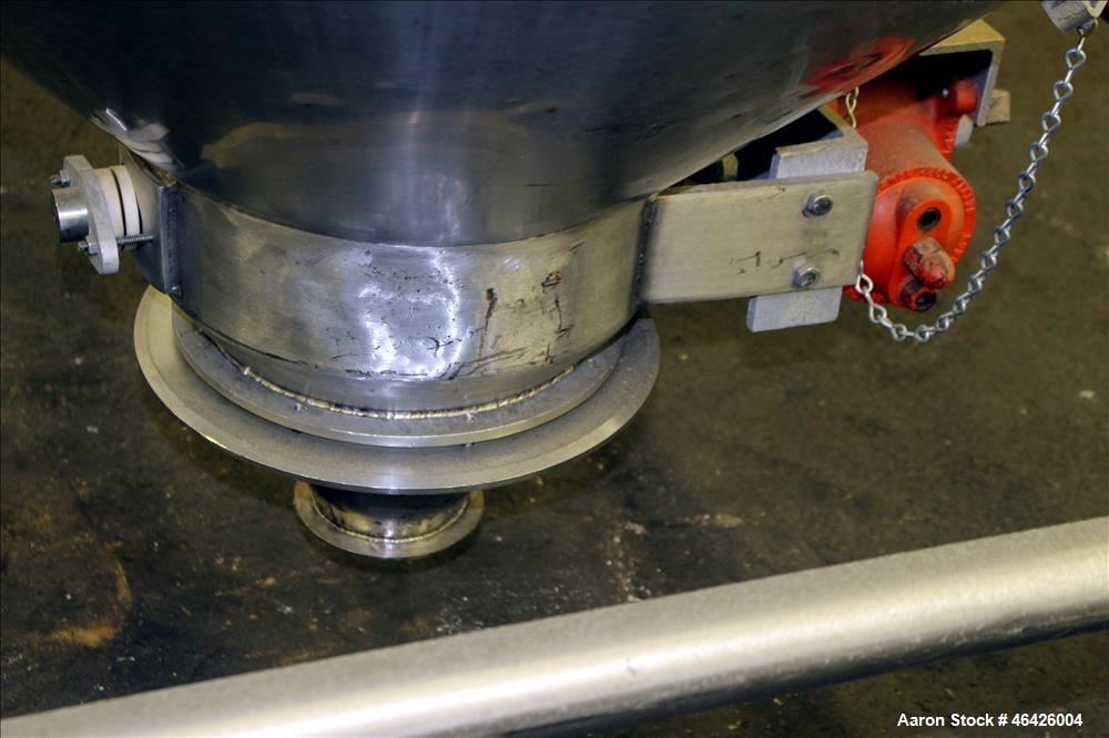 Used- Expert Steel Fabricators Powder Tote Bin, Approximately 35 Cubic Feet, 304 Stainless Steel. 46” Diameter x 30” straigh...