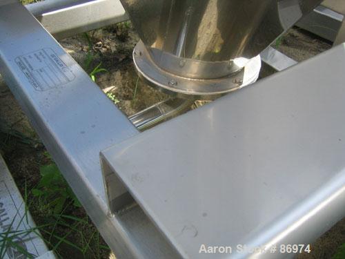 Used GEI Gallay Stackable Tote Bin, Approximately 20 Cubic Feet, Stainless Steel. 43-1/2" wide x 28" long x 8" straight side x 36" coned bottom. Mounted on a forklift base, designed to sit on a cart ...