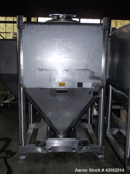 Used- Gallay Stackable Tote Bin, 65 cubic feet (2000 liter), 316 stainless steel. 51-1/2" long x 44-1/2" wide x 37" straight...